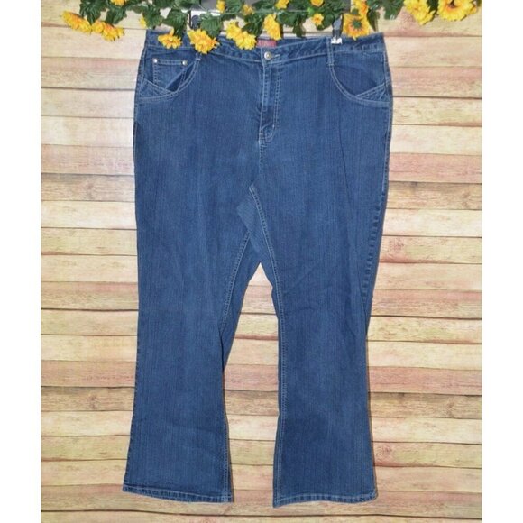 Cos Jeans Blue Denim Jeans Plus Size 22W Embroidered Boot Cut Stretch Western - Picture 1 of 10